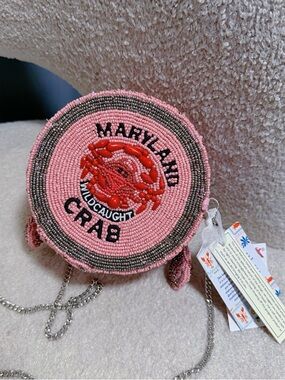 Maryland Crab Beaded BagHandcrafted in India Round CrossbodyNWT Tik Tok Viral